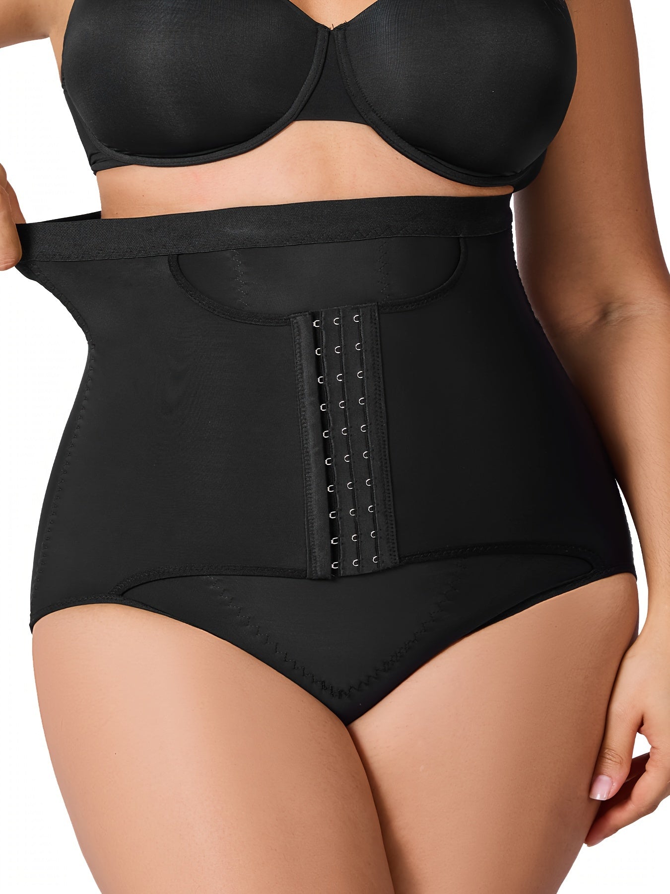 Adjustable slimming shaper with secure waist belt, perfect for curvy body types.