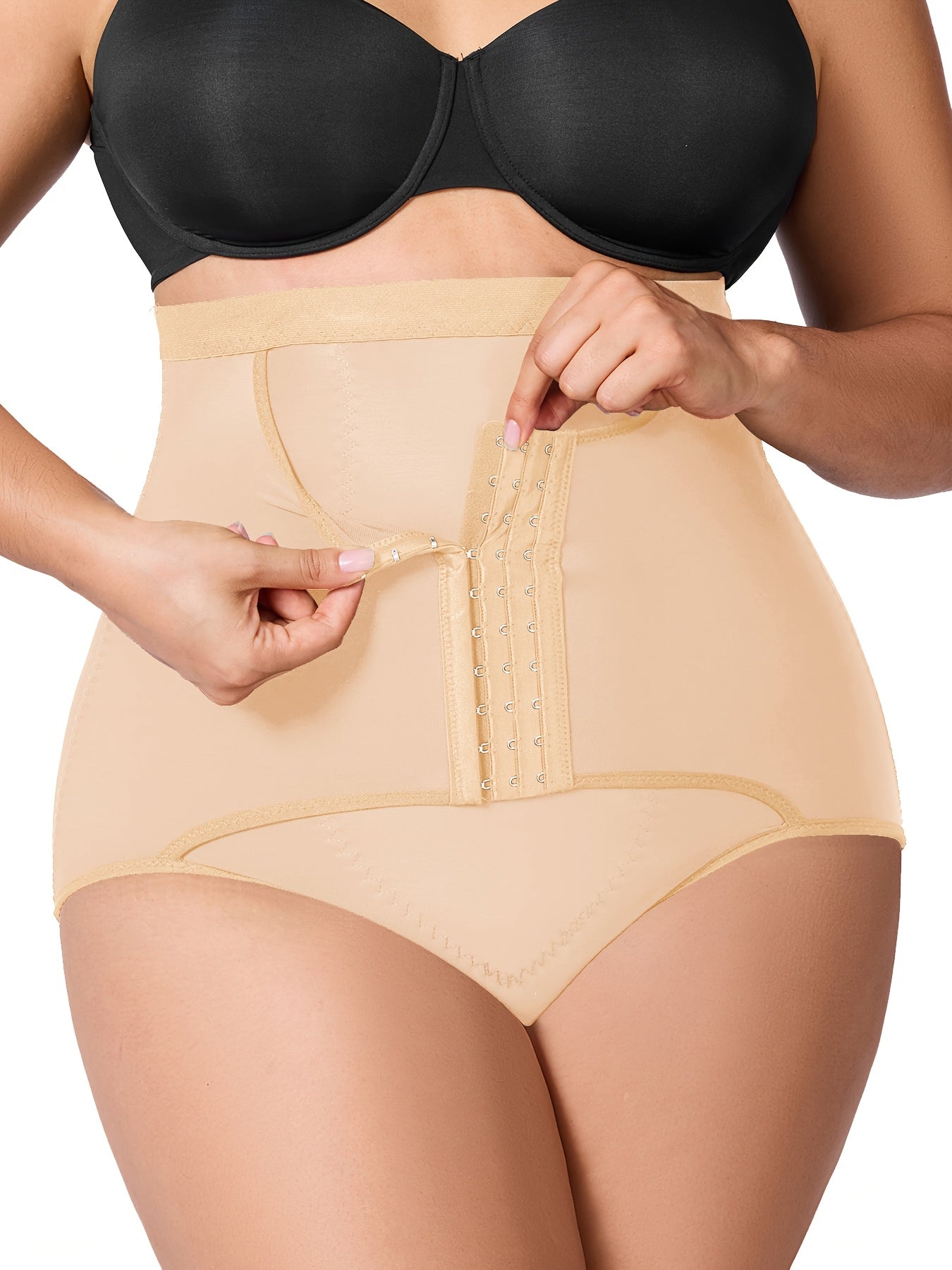 High waist body shaper with gentle butt lifting design and seamless back fit.