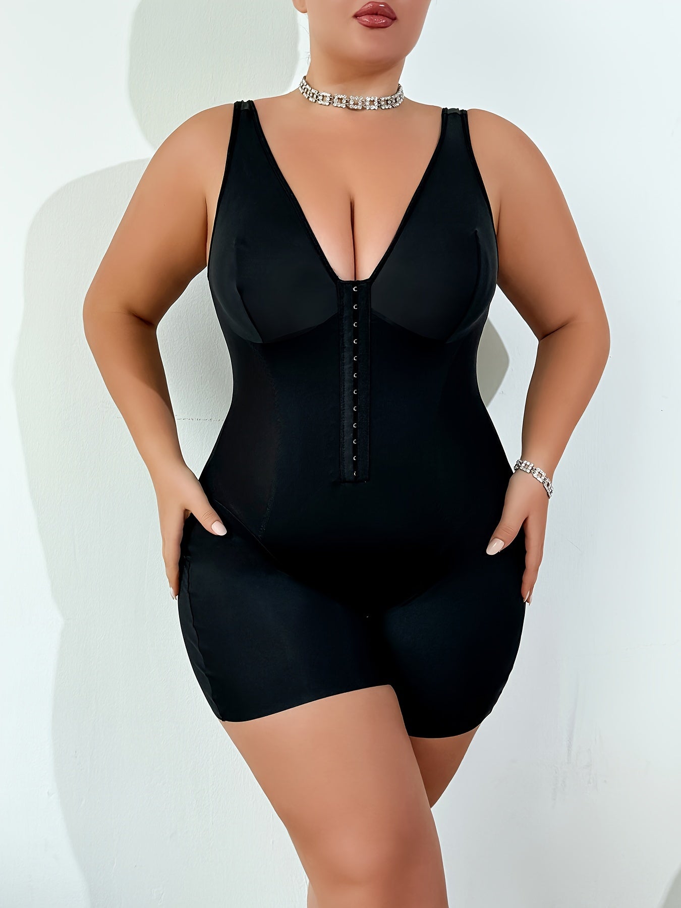 Seamless plus size shaping suit designed for everyday wear with a smooth silhouette and non-slip fit.