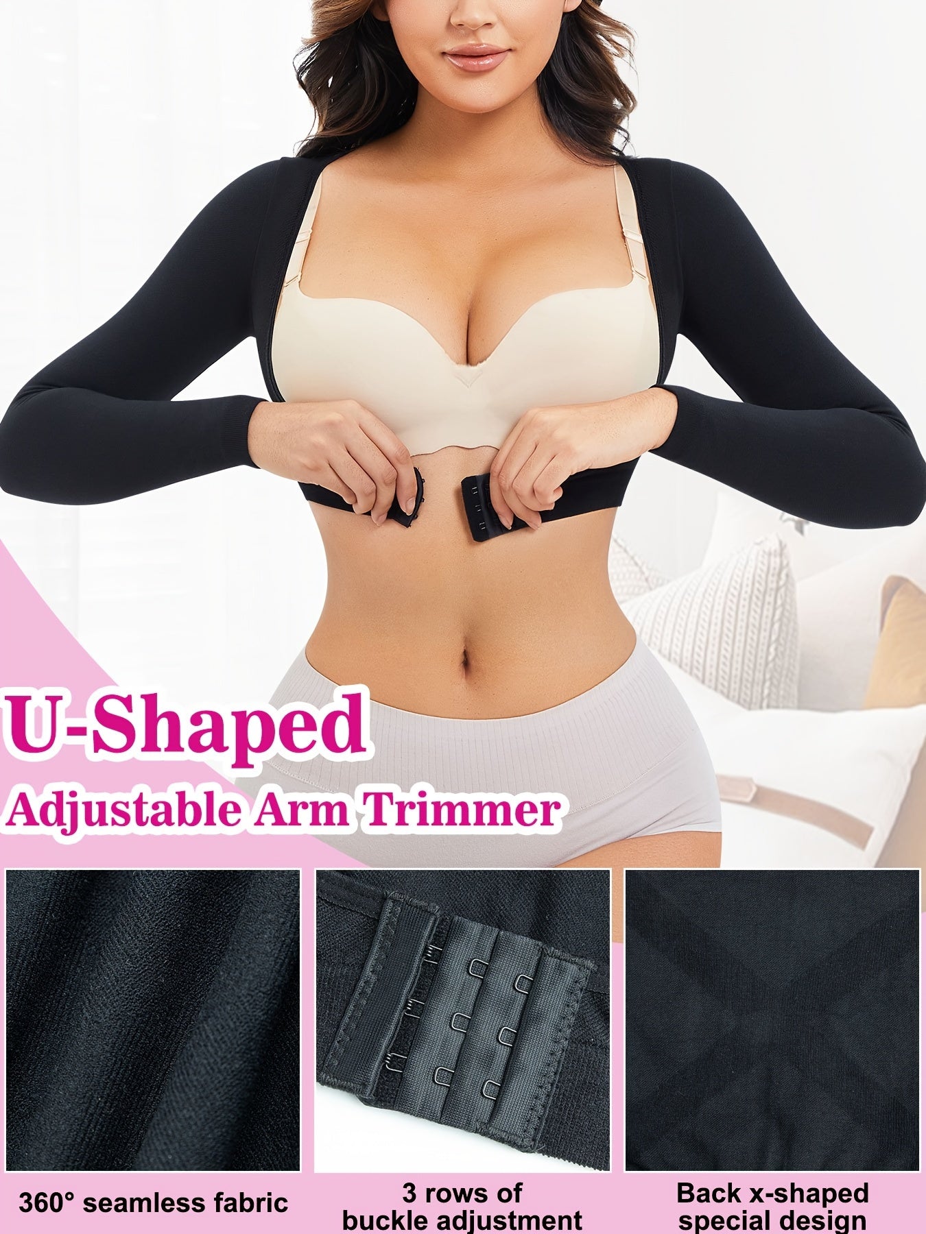 Compression shapewear top for women targeting arms, back, and upper torso with sleek fit.