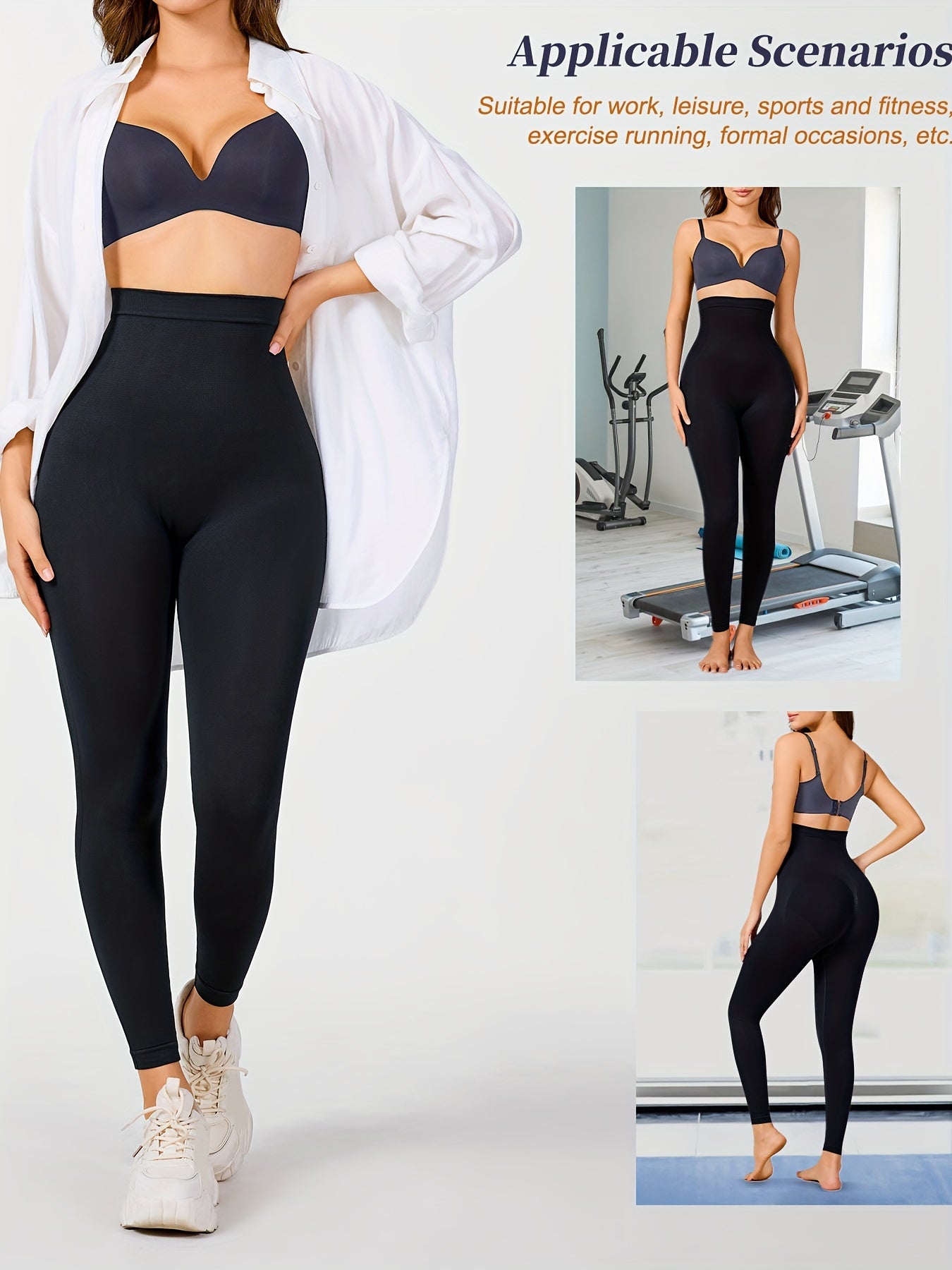 Compression leggings with shapewear effect for yoga, sculpting hips and waistline.

