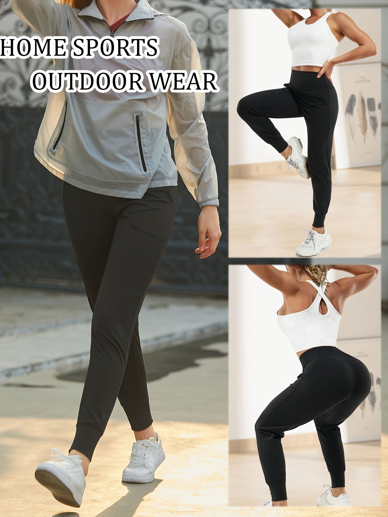 Compression pants for women with functional side pockets and secure waist hold.