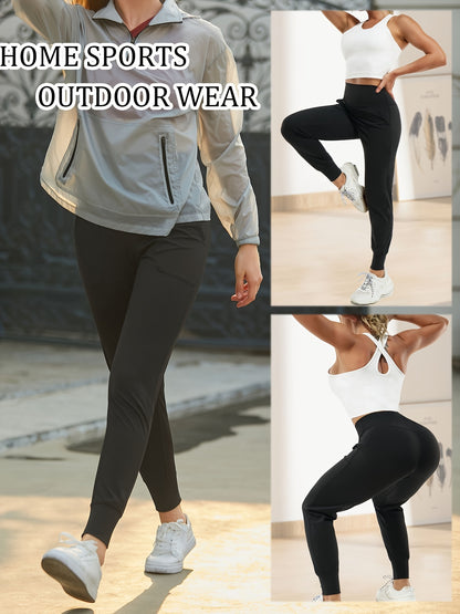 Compression pants for women with functional side pockets and secure waist hold.