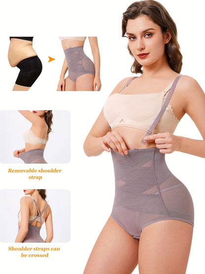 Seamless shaping panties in black with mesh back design for all-day comfort and ventilation.

