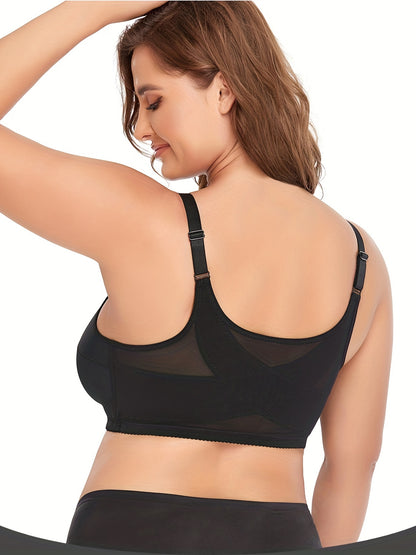 Full coverage mesh sports bra without underwire for breathable, everyday workout comfort.