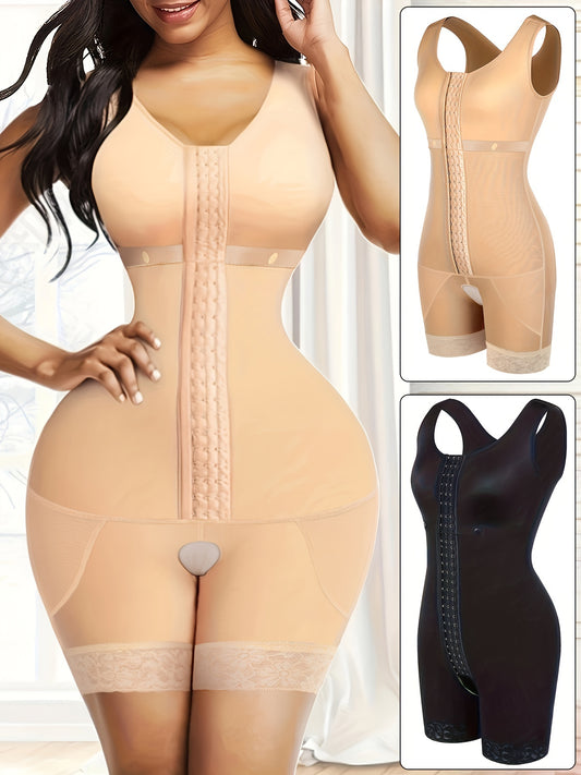 High-support shapewear bodysuit with corset-style structure, providing targeted waist slimming and a smooth silhouette.