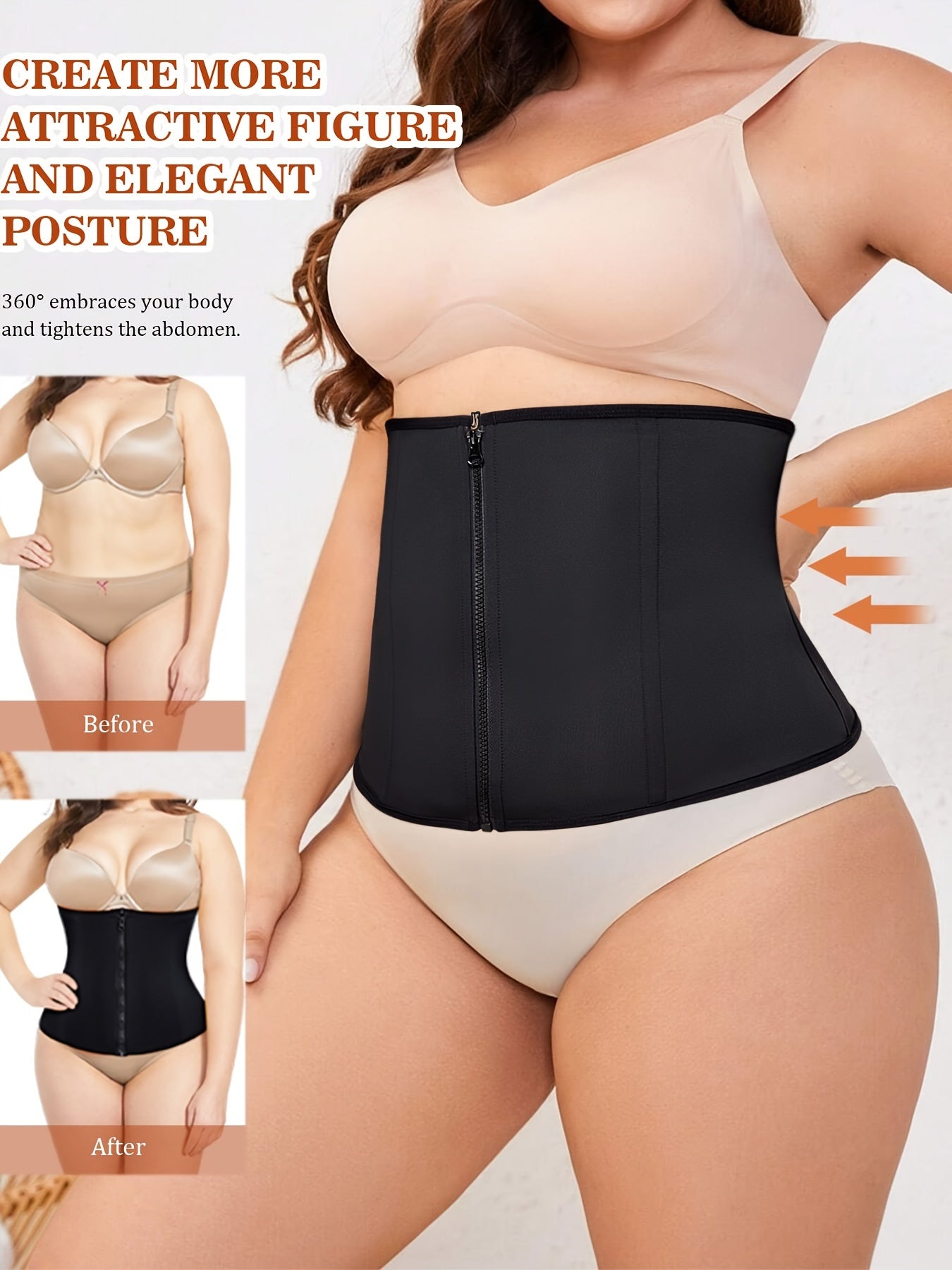 Underbust waist shaper that defines curves and enhances hourglass silhouette for plus size women.