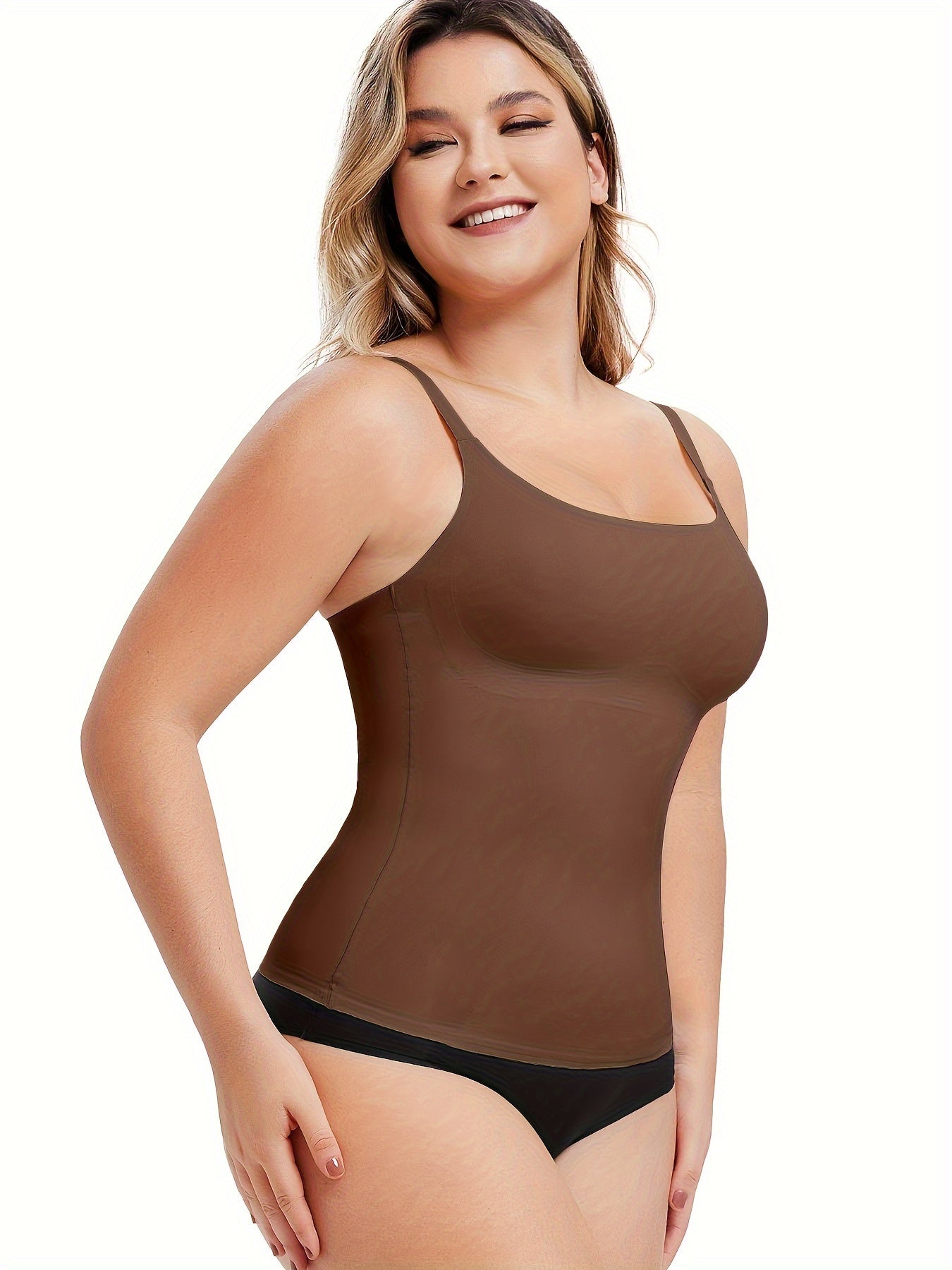 Invisible shaping layer in tank top style for a discreet fit under blouses and dresses.


