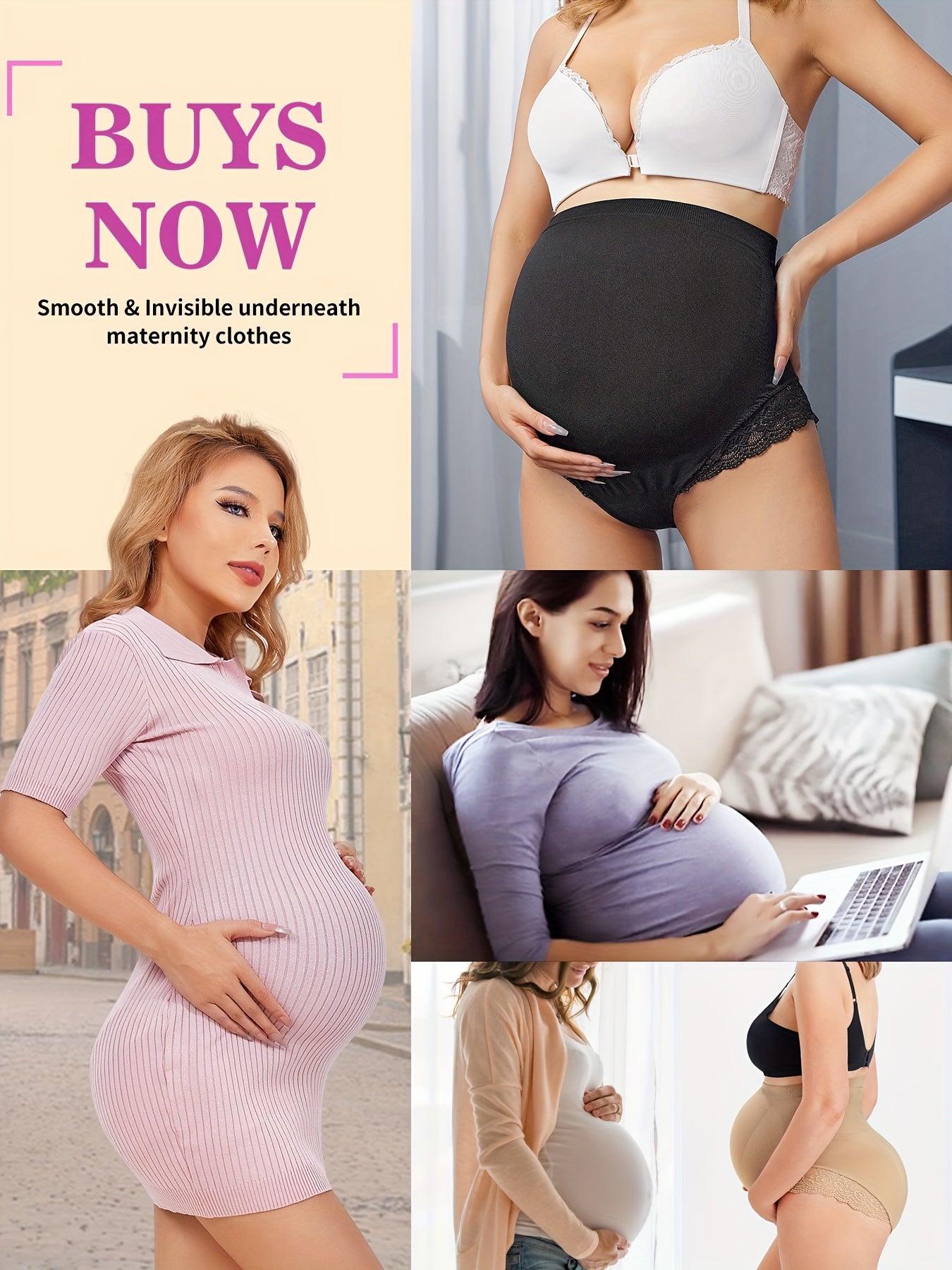 Lace-trimmed belly support underwear for women in pregnancy, offering stylish functionality.

