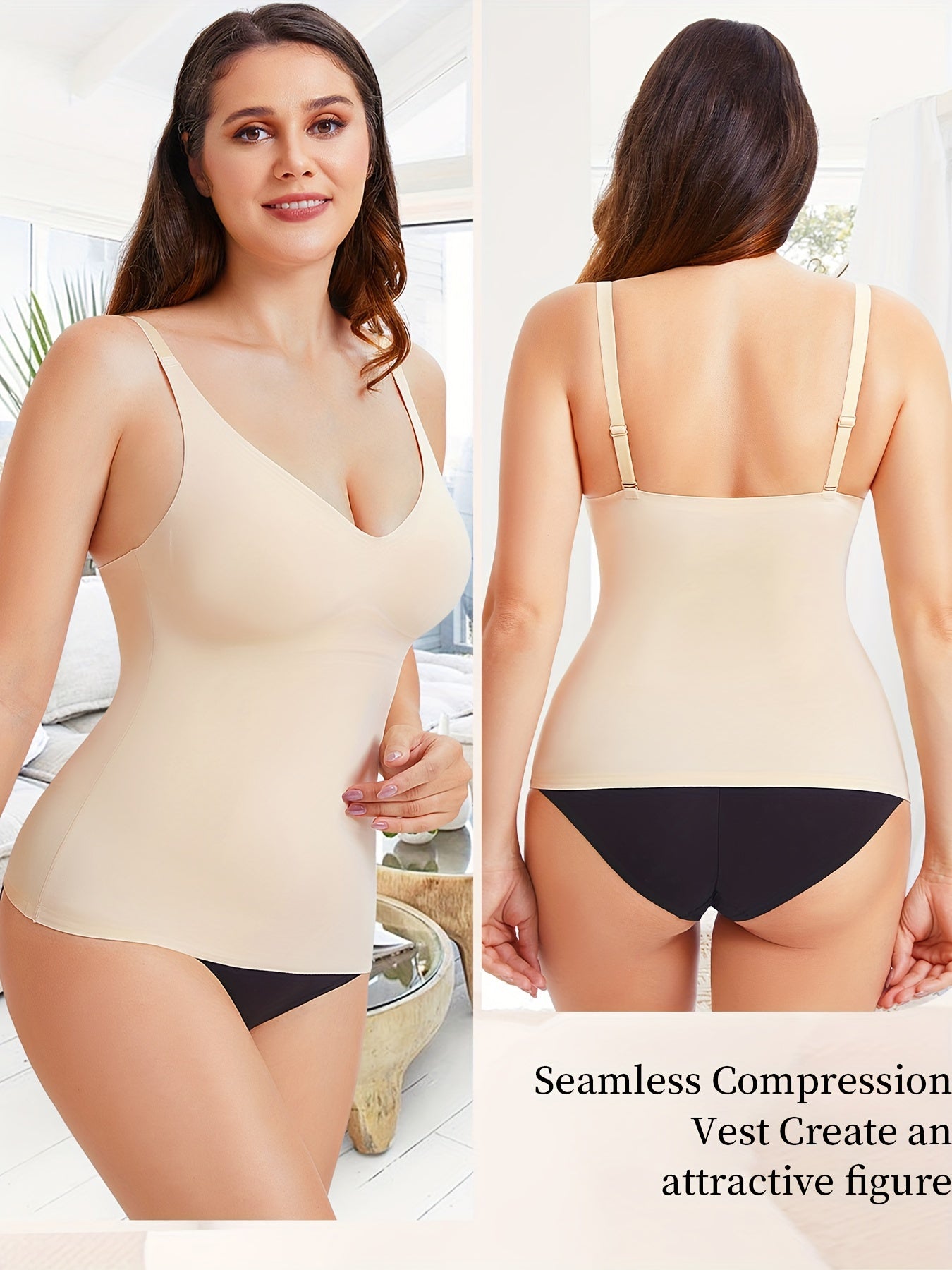 Light control compression camisole with sleek silhouette and hidden support zones.

