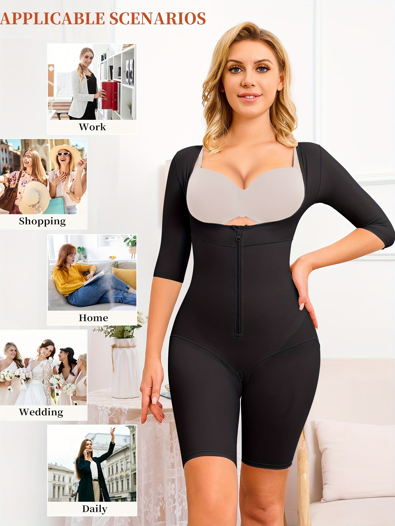 Lightweight post-op body garment made from soft and breathable compression fabric.

