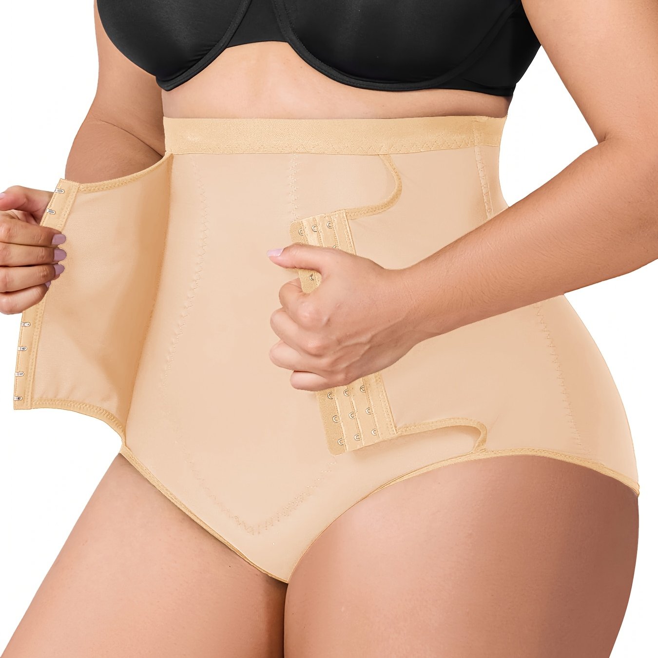 No-roll waist body shaper for plus size, combining breathability, support, and discreet shaping.