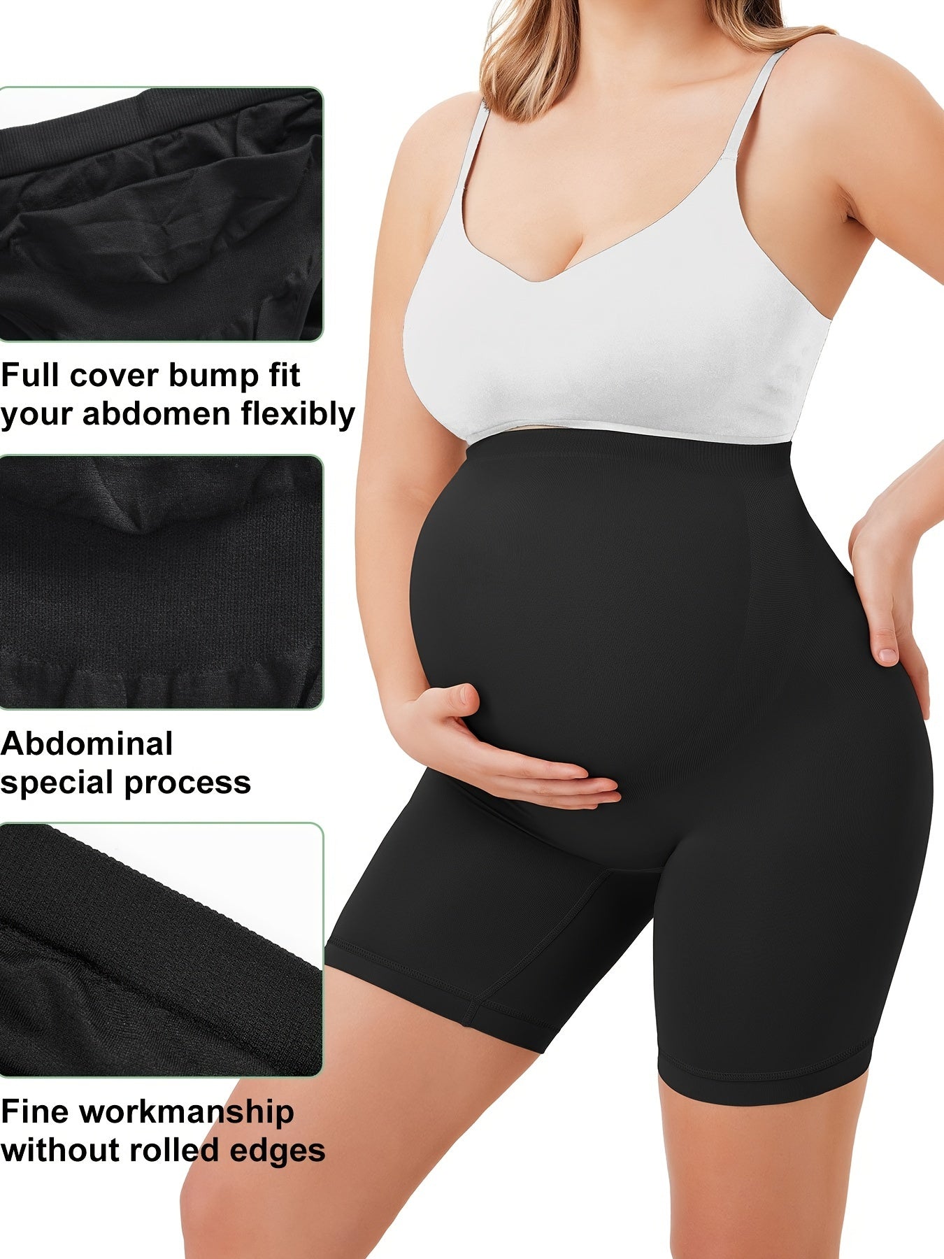 Lightweight maternity boxer briefs that stretch to fit changing body shape during pregnancy.