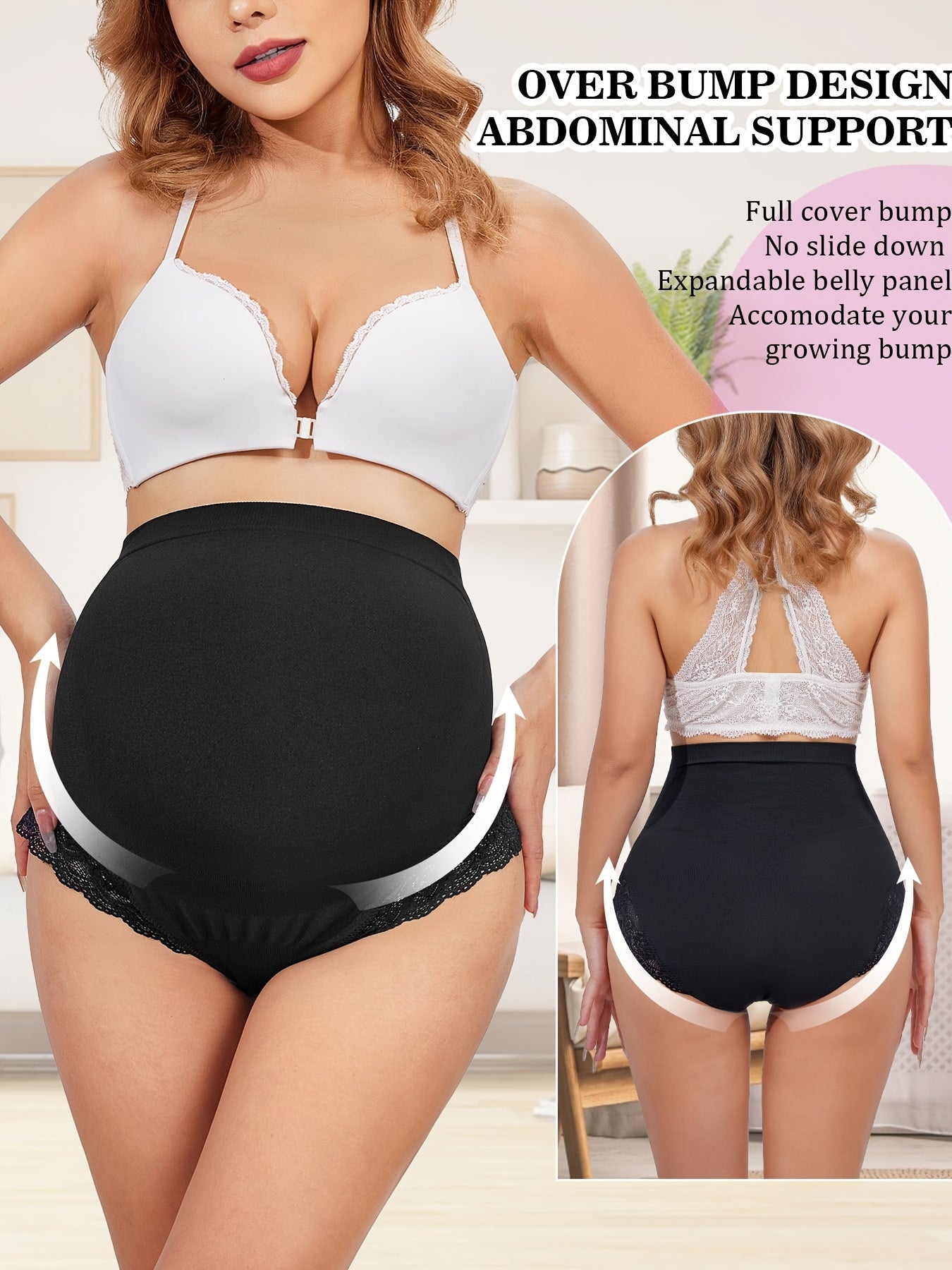 Soft-stretch high waist pregnancy panties set for everyday use, featuring breathable fabric.

