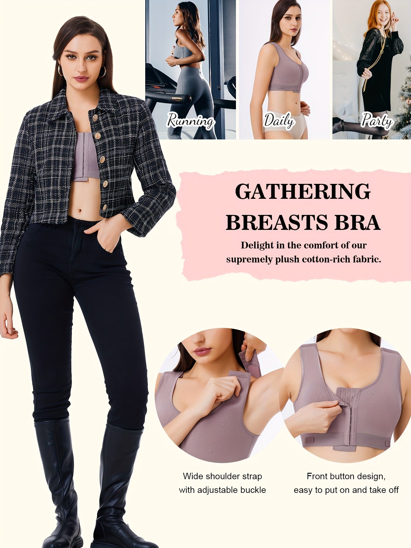 Seamless cotton support bra for women offering full coverage and soft feel against skin.

