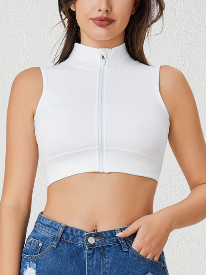 Fitted athletic sleeveless top with cropped length, made for movement and style.


