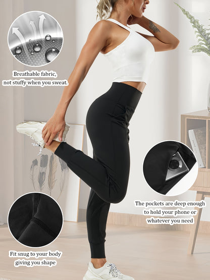  Slimming jogger-style pants that contour the waist and flatter the hips and legs.
