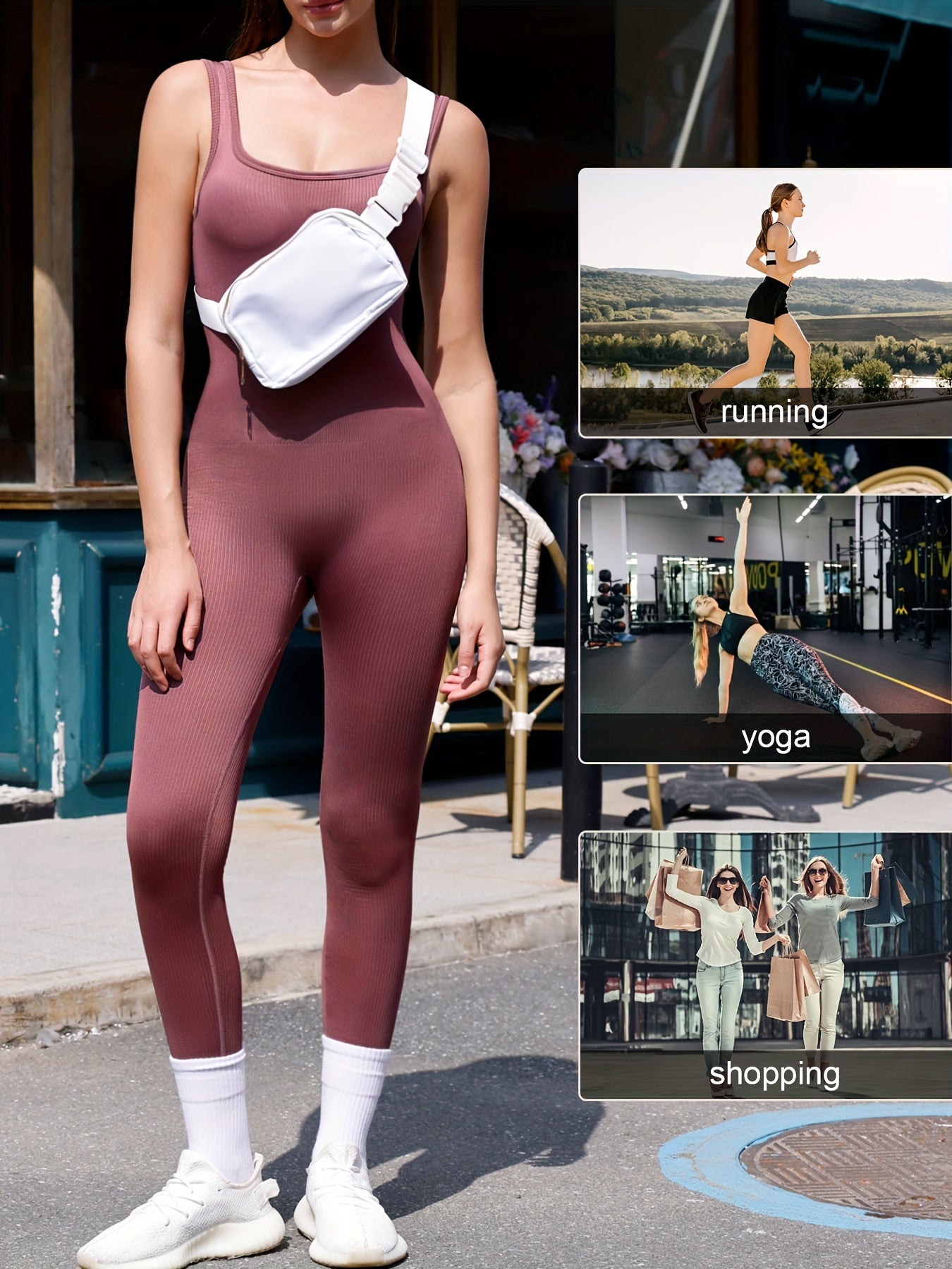 One-piece slimming ribbed outfit for women that smooths tummy and supports posture.

