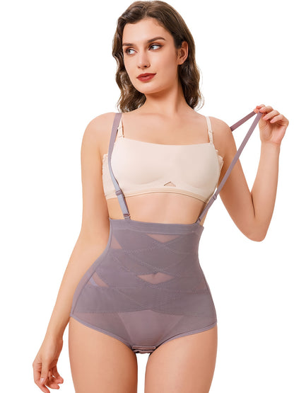 Soft compression mesh panties with shaping panels for hips, belly and waist.

