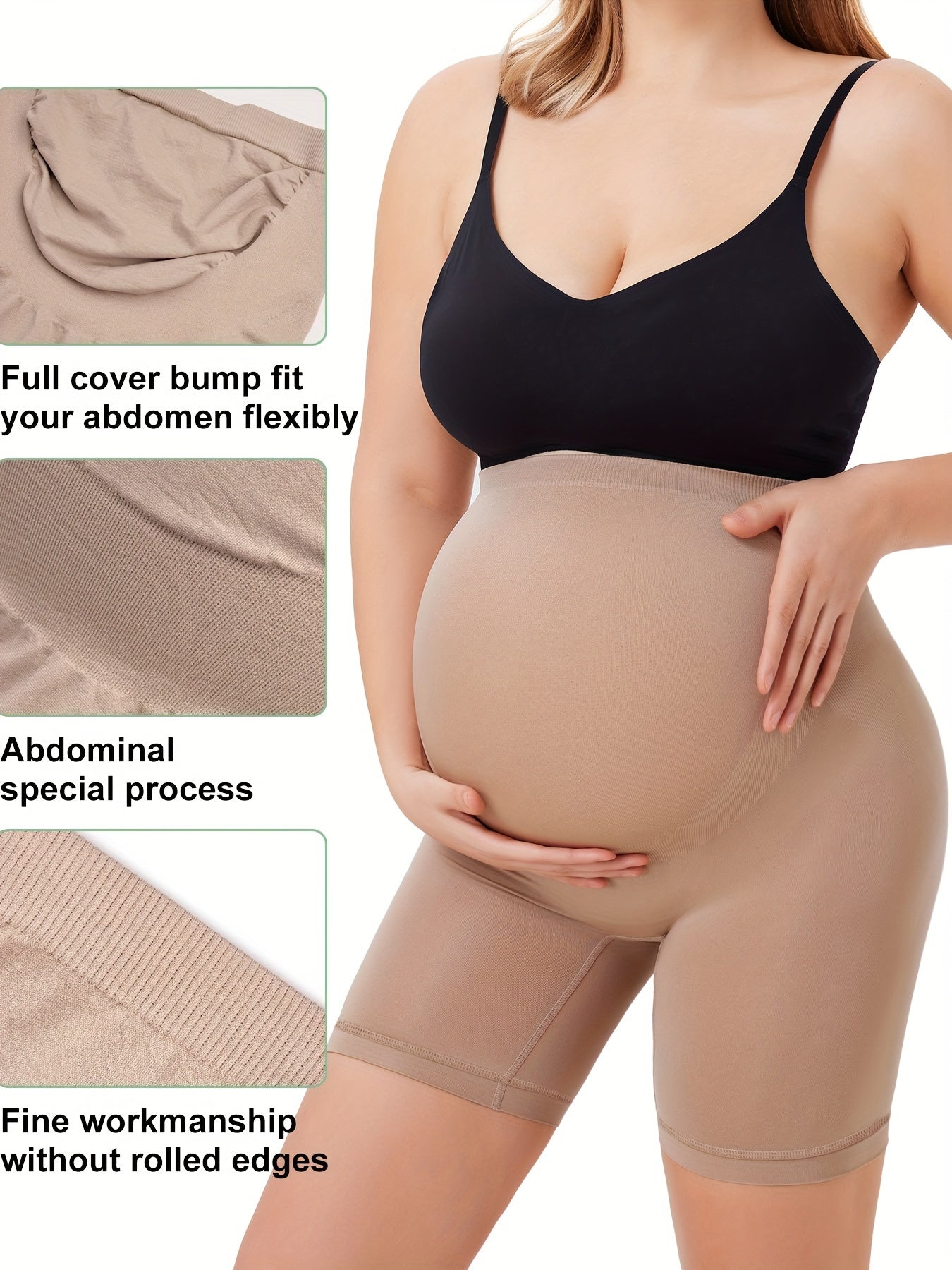 Soft maternity shapewear boxer briefs offering breathable fabric and smooth coverage under clothes.
