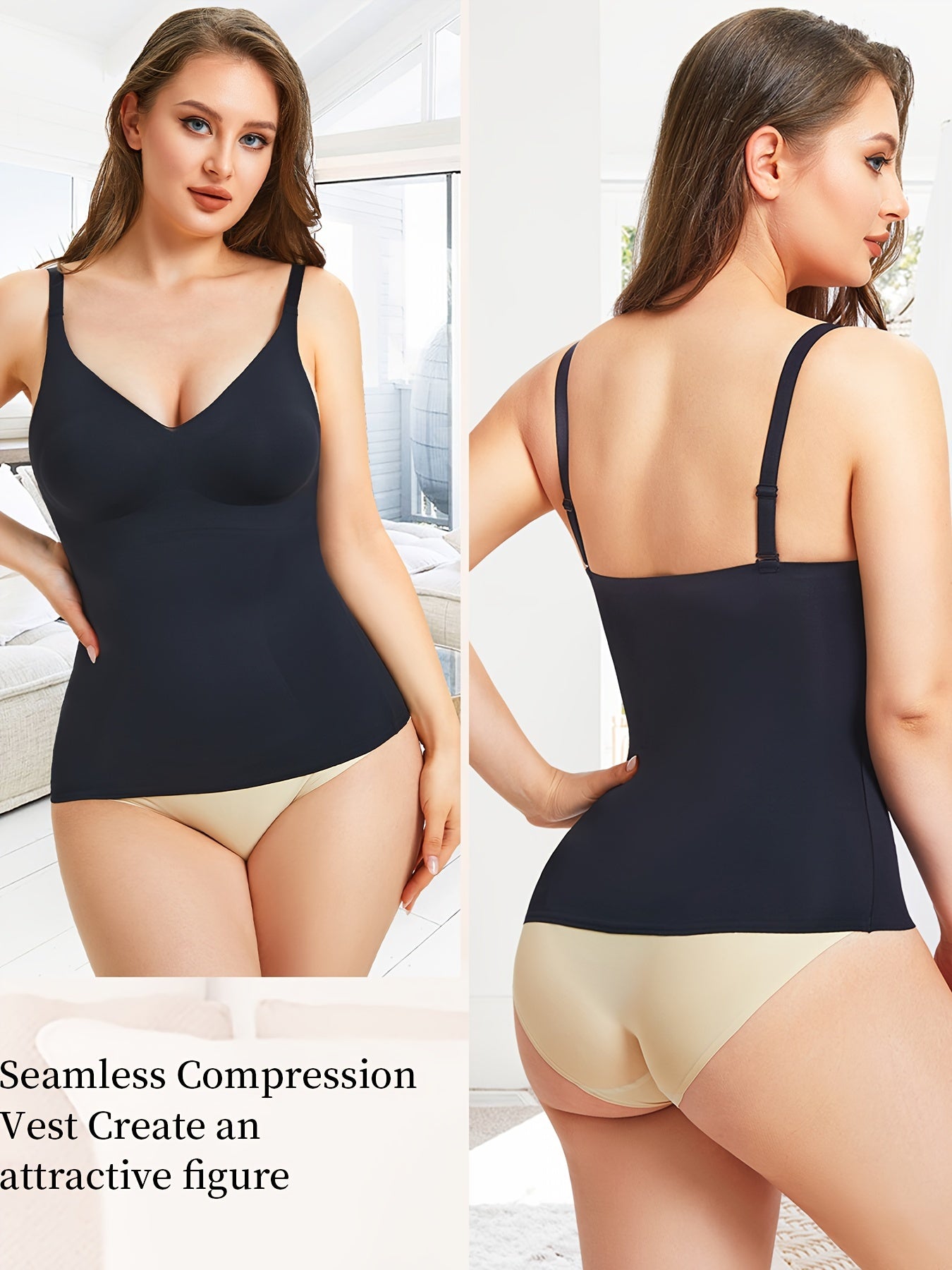 Soft stretch camisole ideal as slimming base layer under blouses, dresses or jackets.

