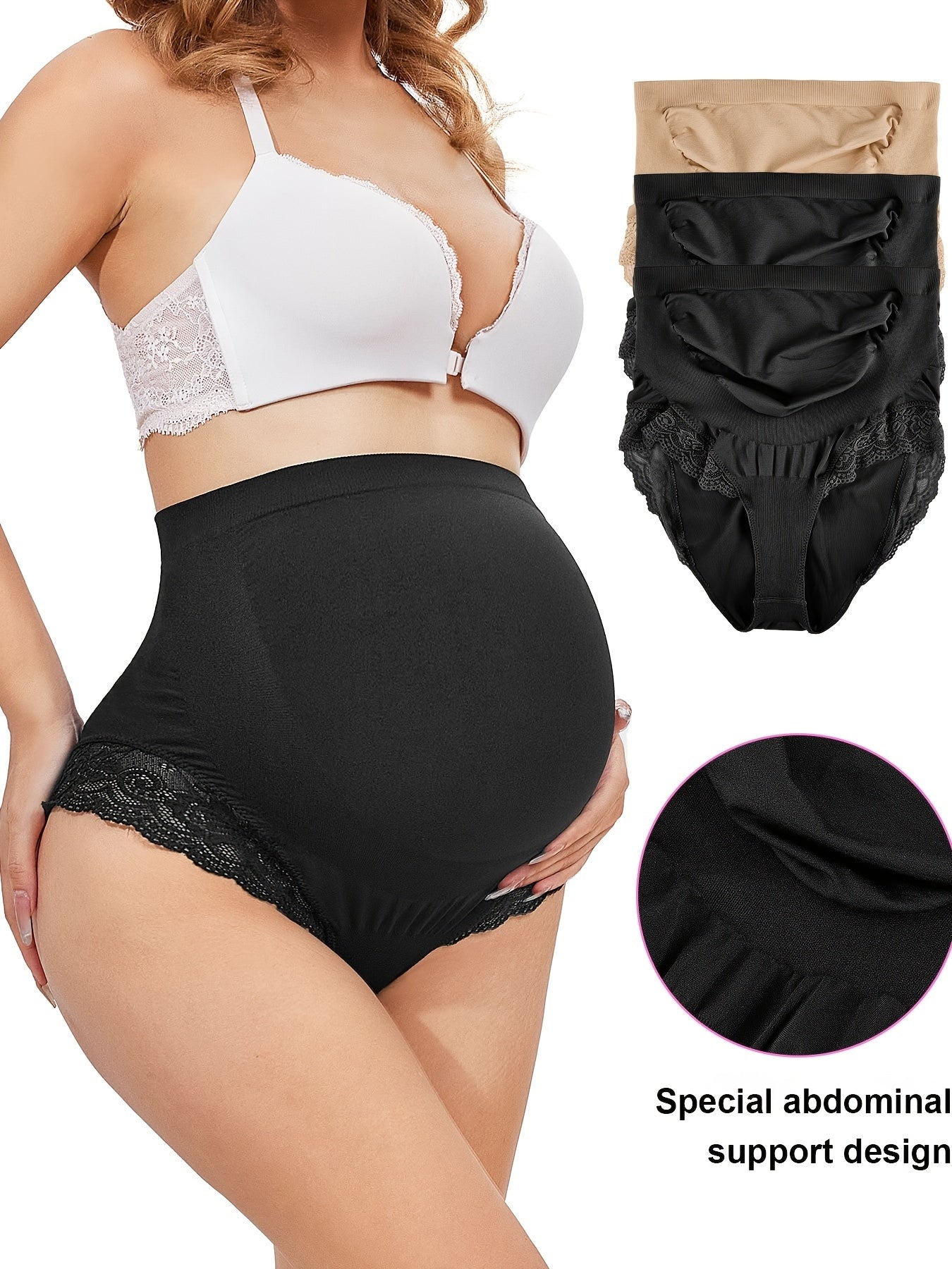 Stretchy belly support underwear made for flexible comfort during all pregnancy stages.

