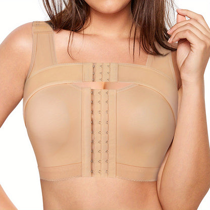 Supportive post-augmentation bra for gentle lift and stability during recovery period.