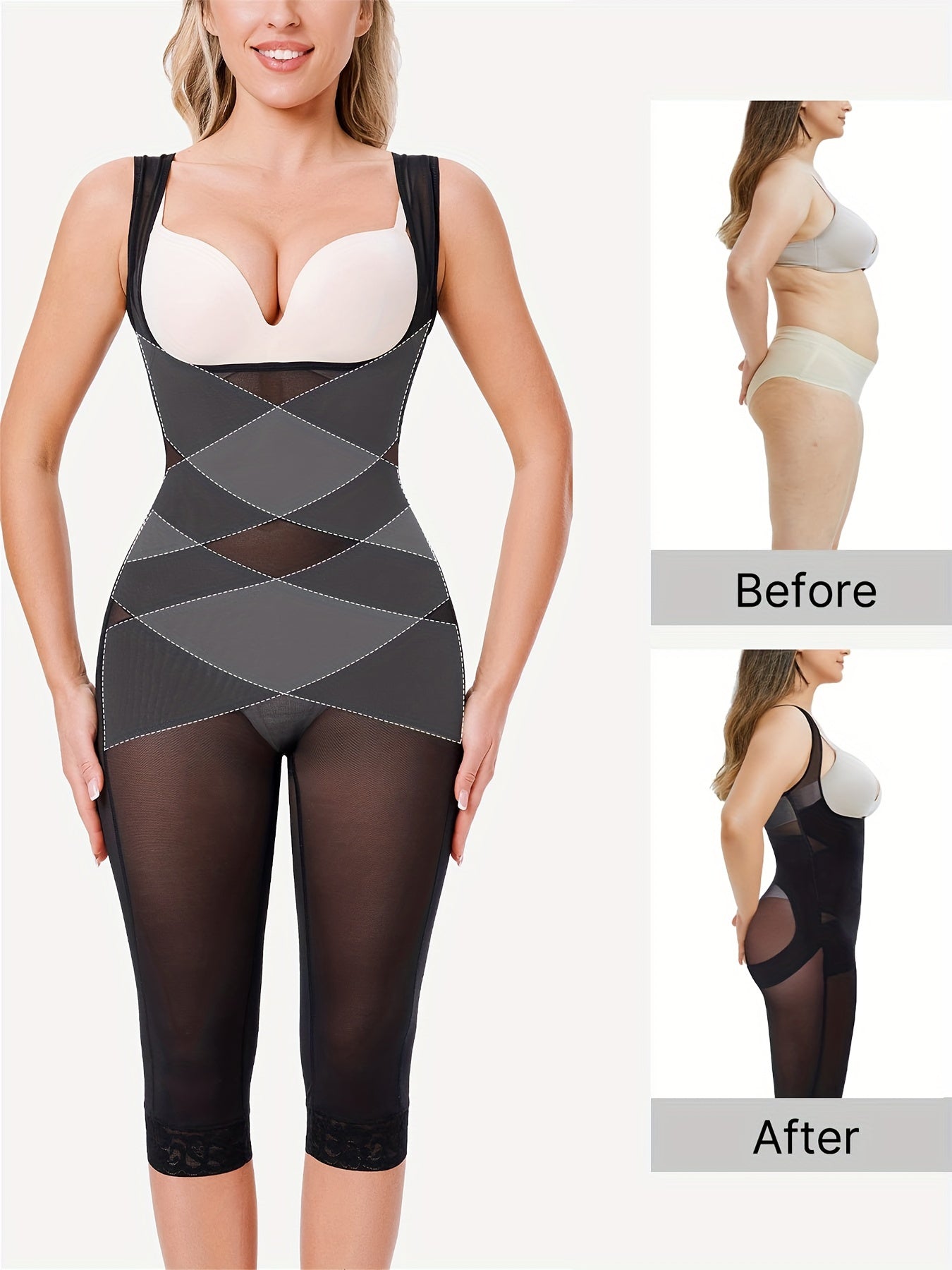 Supportive shapewear jumpsuit with anti-slip design and firm hold for all-day confidence.