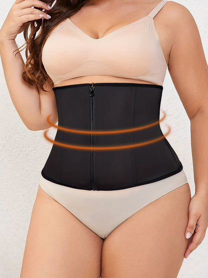 Tummy control shapewear featuring double closure – inner hooks and outer zipper for firm shaping.