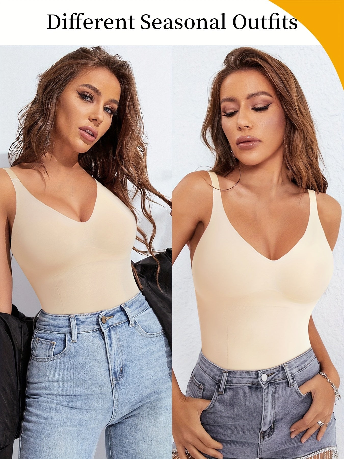 V-neck comfort shapewear tank for women who love invisible support with a sleek look.

