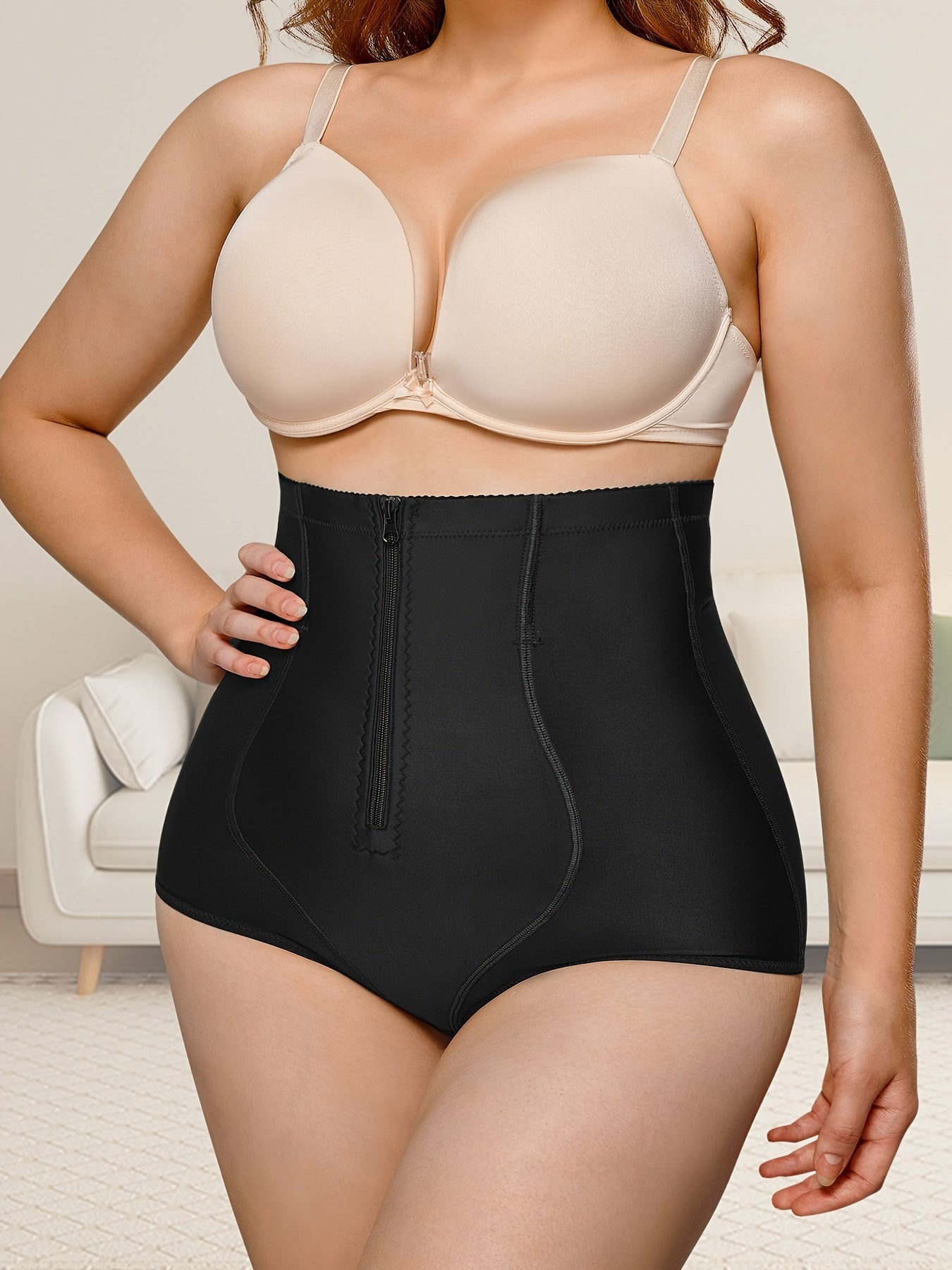 Waist trainer panty that lifts the butt and shapes the midsection without discomfort.